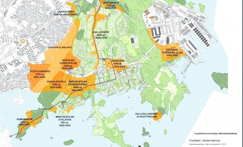 Vuosaaren tulevaisuuden rakentamissuunnitelmia.
