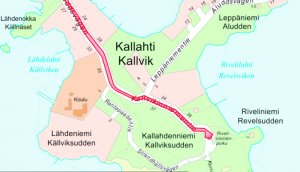 Karttakuva Kallvikinniemestä.