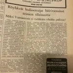 Vuosaari-lehti 8.2.1968: Röyhkeät hulinoitsijat häiritsemässä teinien tilaisuutta – Miksi Vuosaaressa ei ole vieläkään yhtään poliisia?