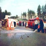 Kalja-auto kaatuneena 60-luvulla Purjetiellä