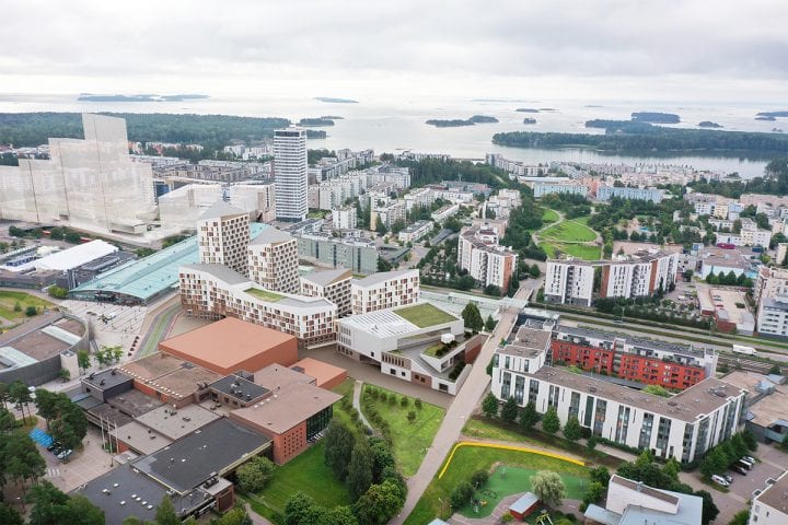 Kilpailuehdotus Tilkkutäkki. Havainnekuva: L Arkkitehdit Oy