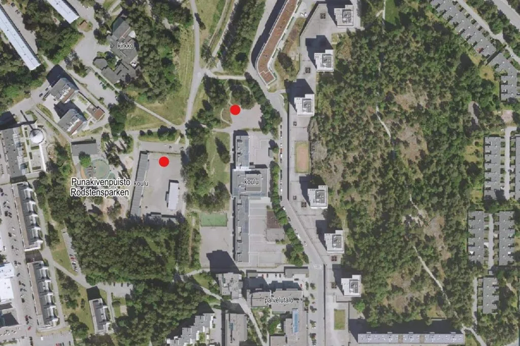 Lisäväistötilojen alustavat sijainnit punaisten palojen kohdalla. Kuva: Helsingin kaupunki