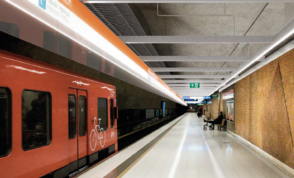 Havainnekuva Rautatientorin metroaseman laiturialueesta. Kuva: Kaupunkiliikenne Oy
