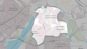 Saneeraustöitä tullaan tekemään kuvassa rajatulla alueella. HSY