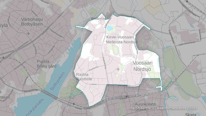 Saneeraustöitä tullaan tekemään kuvassa rajatulla alueella. HSY