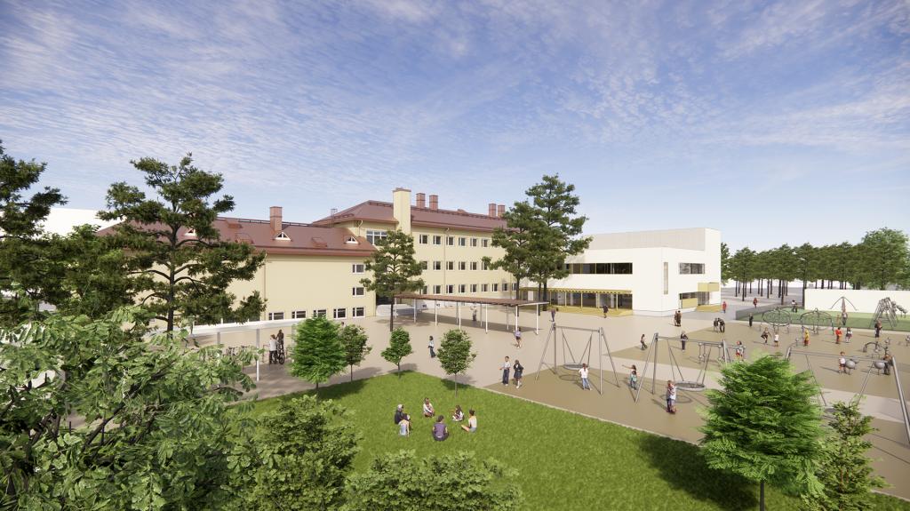 Havainnekuvassa Vuoniityn peruskoulun Heteniityntien toimipiste. Kuva: Helsingin kaupunki