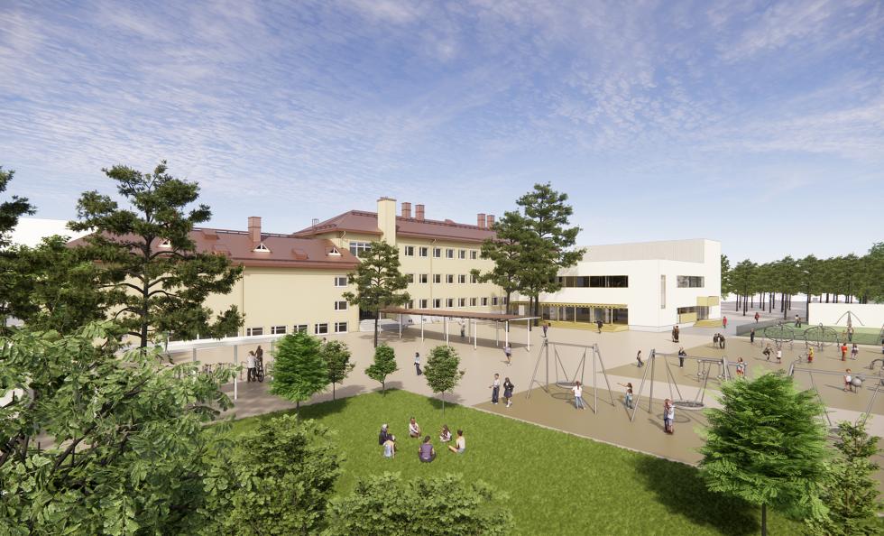 Havainnekuvassa Vuoniityn peruskoulun Heteniityntien toimipiste. Kuva: Helsingin kaupunki