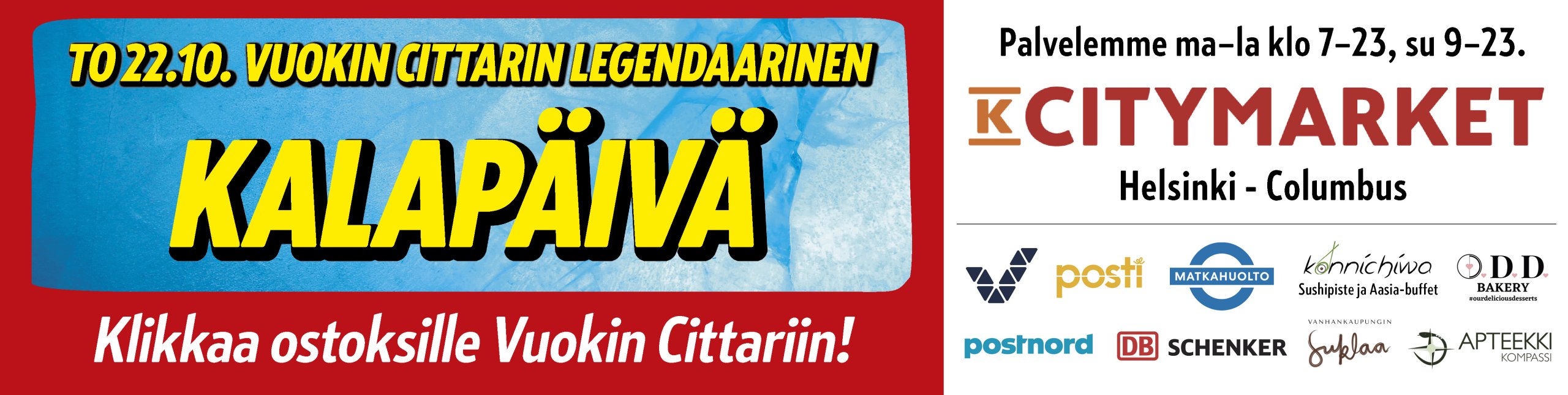 K-Citymarket Columbuksen Kalapäivän 22.10. mainos.